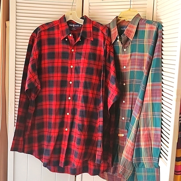 2 RALPH LAUREN BLAKE POLO SHIRTS RED AND GREEN SZ L - Picture 1 of 16